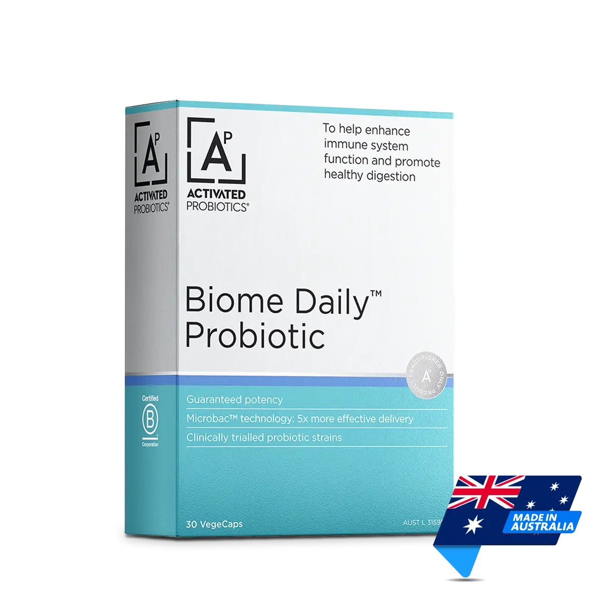Activated Probiotics | Biome Daily Probiotic | 30 VegeCaps | Made in Australia | Mens Health Downunder