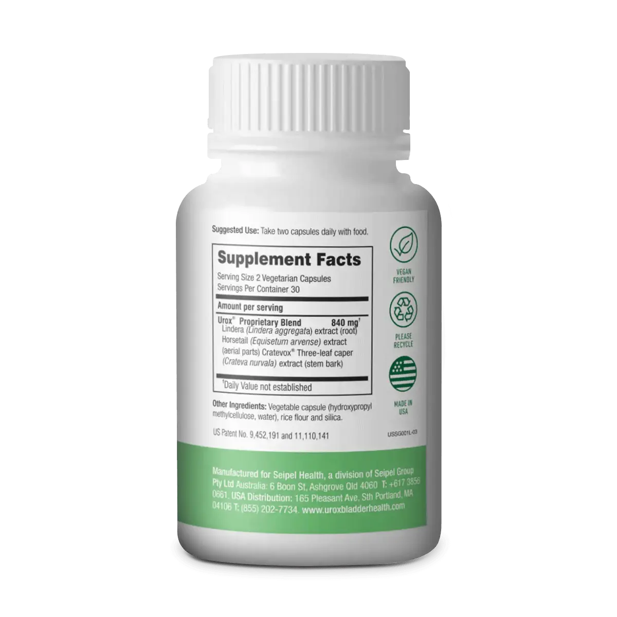 Urox Bladder Control 60 Capsules | Seipel Group | Mens Health Downunder